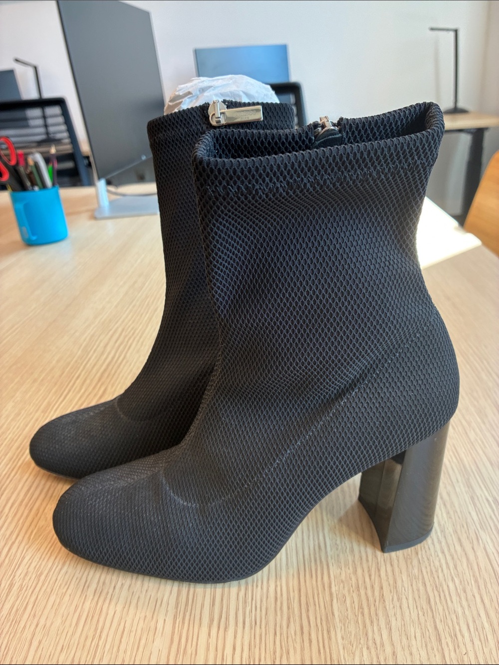 Colisée Black Stretch Booties with Block Heel